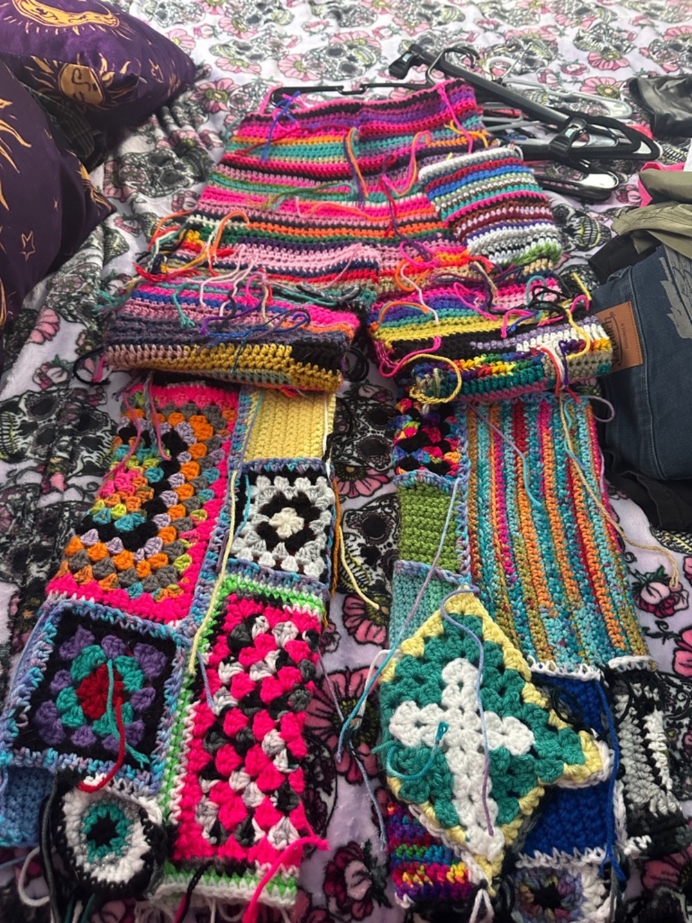 Handmade Crocheted Patchwork Pants in Multicolor - Picture 5 of 8